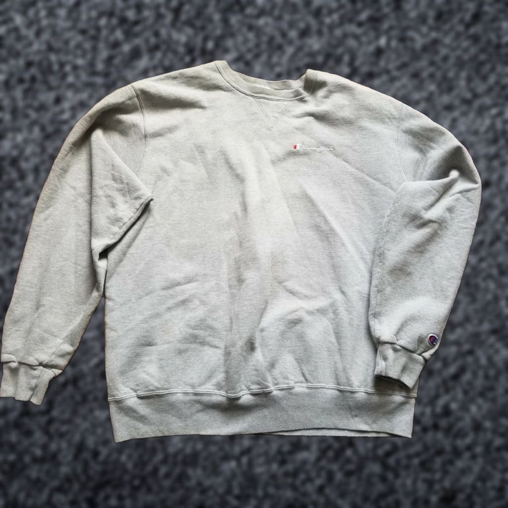 Champion VINTAGE Champion Sweatshirt Mens XL Gray Crewneck Fleece Script Logo Distressed 80s 90s Logo Mens XL Gray Sweatshirt Size US XL / EU 56 / 4 - 1 Thumbnail