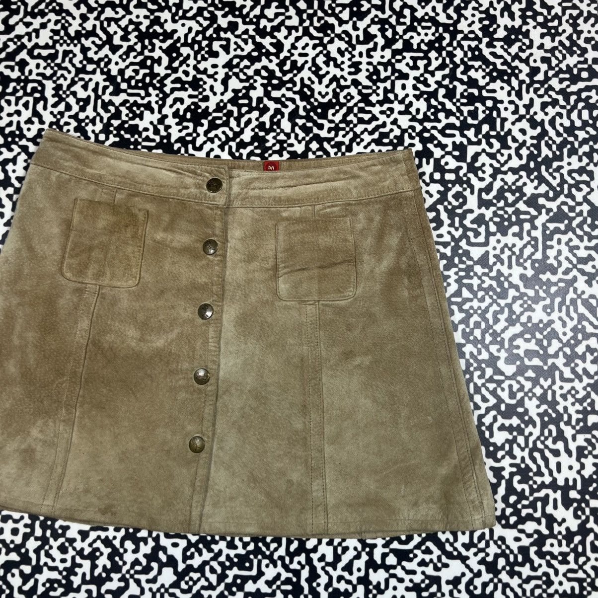 Japanese Brand Vintage Y2K Fishbone Leather Mini Skirt Japanese 90s Style Size 27" / US 4 / IT 40 - 6 Thumbnail