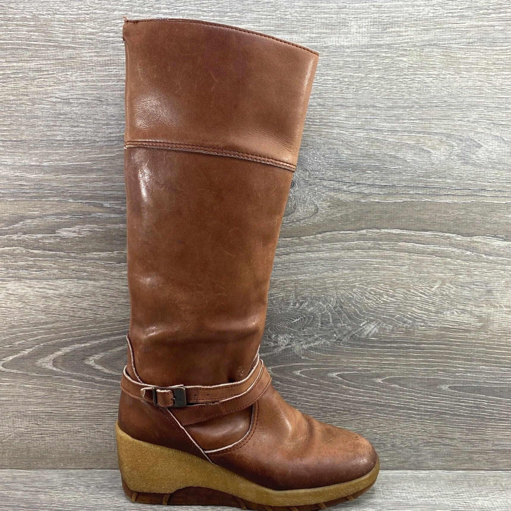 Vintage VINTAGE Rosita Brown Leather Wedge Knee High Riding Boots Women’s 8 M Brown Leather Boot Womens 8 M Rosita Riding Boot Vintage Boots Women Mens? Size US 8 / IT 38 - 2 Thumbnail