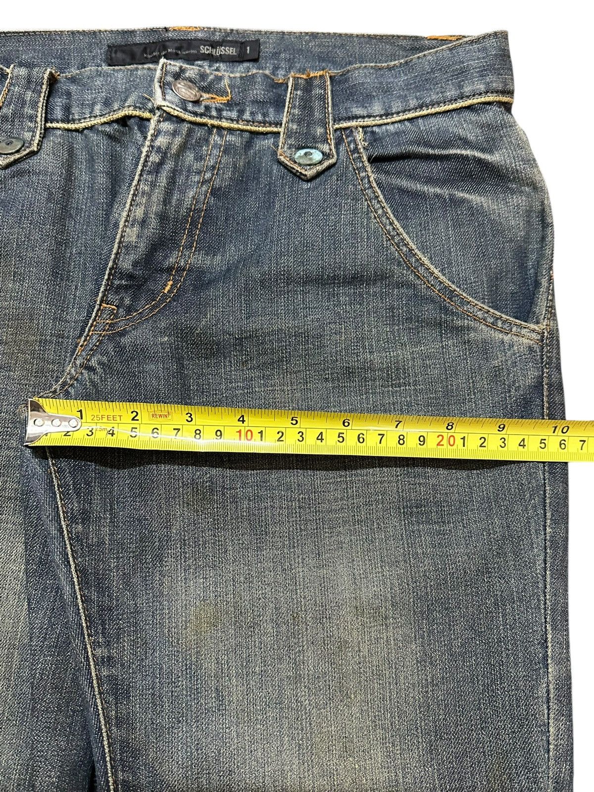 Japanese Brand Vintage Schlussel Faded Wash Style Distressed Flare Jeans Size US 30 / EU 46 - 15 Thumbnail