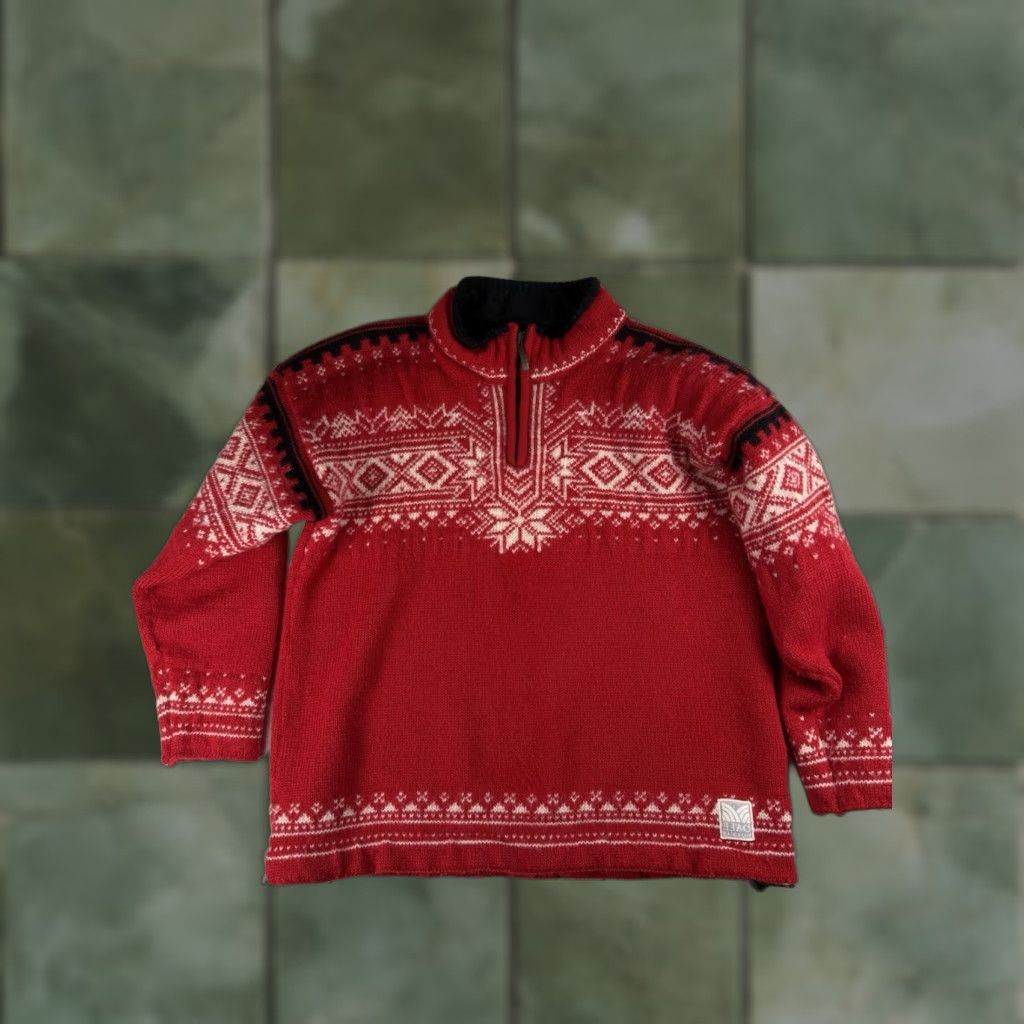 Dale Of Norway Dale of Norway Red Fair Isle 1/4 Zip Wool Knit Sweater Size S Men Size US S / EU 44-46 / 1 - 1 Thumbnail