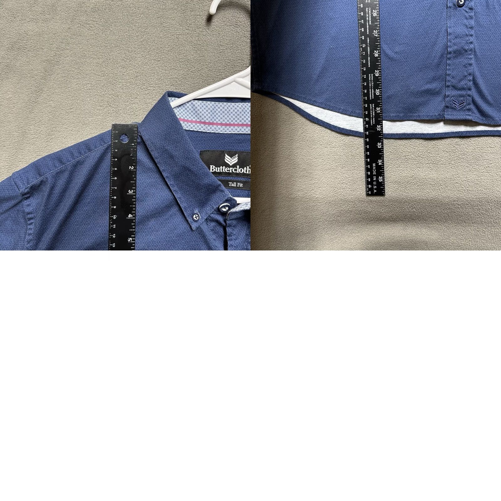 Vintage ButterCloth Shirt Mens XLT Blue Diamond Geometric Long Sleeve Polo Stretch Golf Size US XL / EU 56 / 4 - 9 Thumbnail