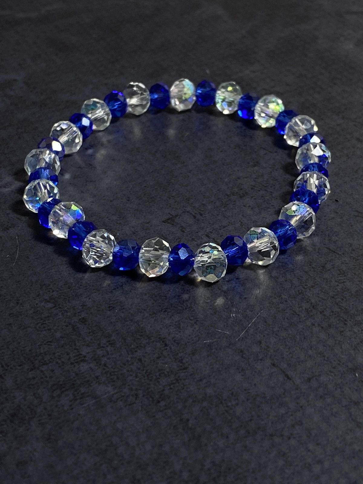 Jewelry Crystal Beaded Bracelet – Blue & Clear Sparkle Size ONE SIZE - 1 Thumbnail