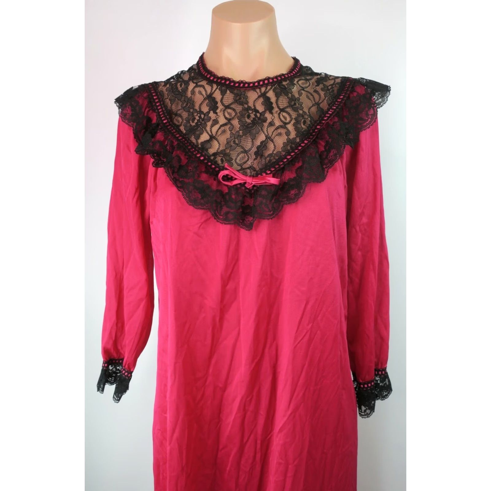 Vintage VINTAGE Jill Andrea of New York NIGHTGOWN Pink NYLON Lace Yolk 80s Size S Womens Size ONE SIZE - 3 Thumbnail