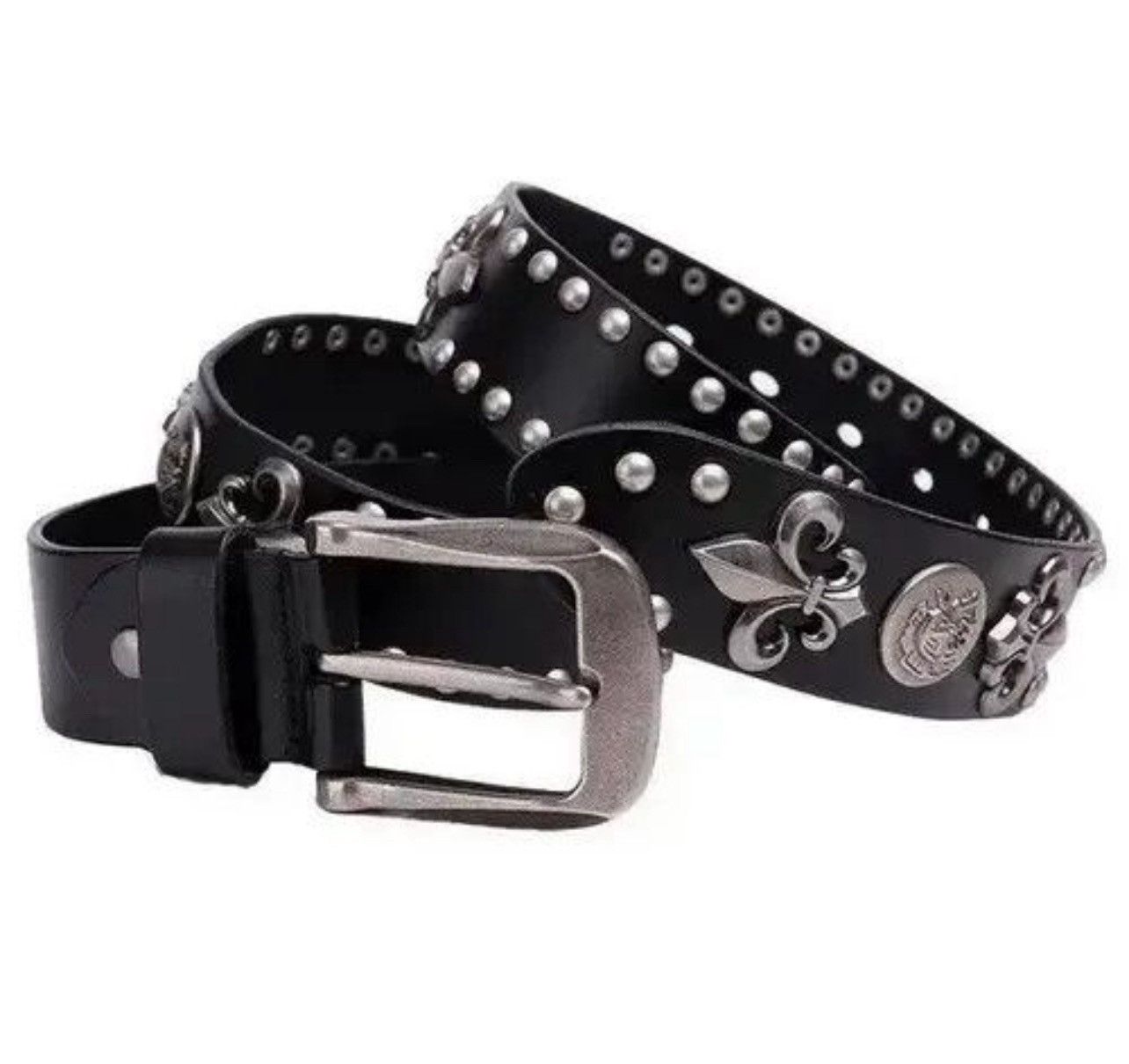 Leather Men Belt Punk Rivet Size ONE SIZE - 3 Thumbnail