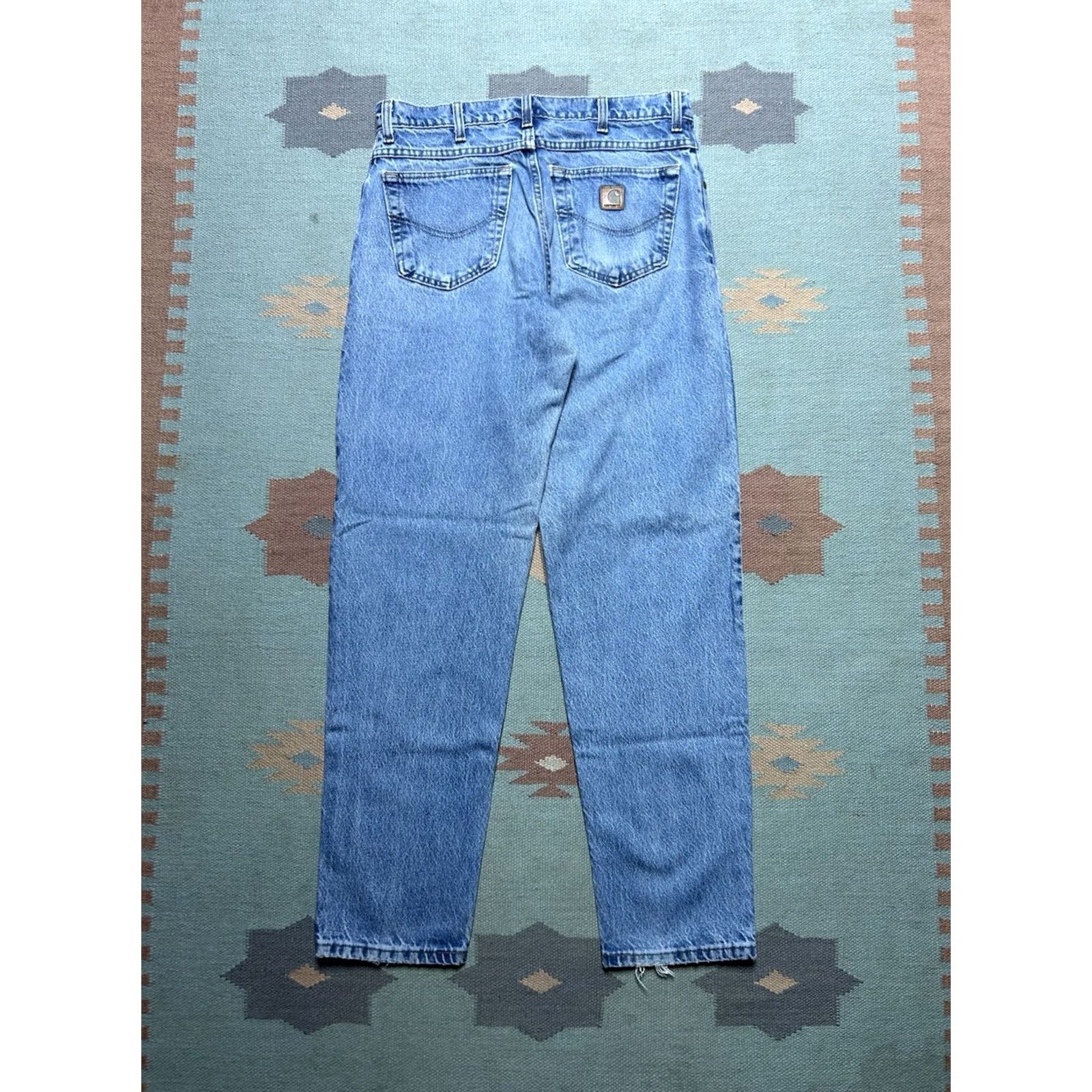 Carhartt VINTAGE Carhartt Jeans Denim Blue Mens 33x33 workwear skater USA worn B46 DST Size US 33 - 5 Thumbnail