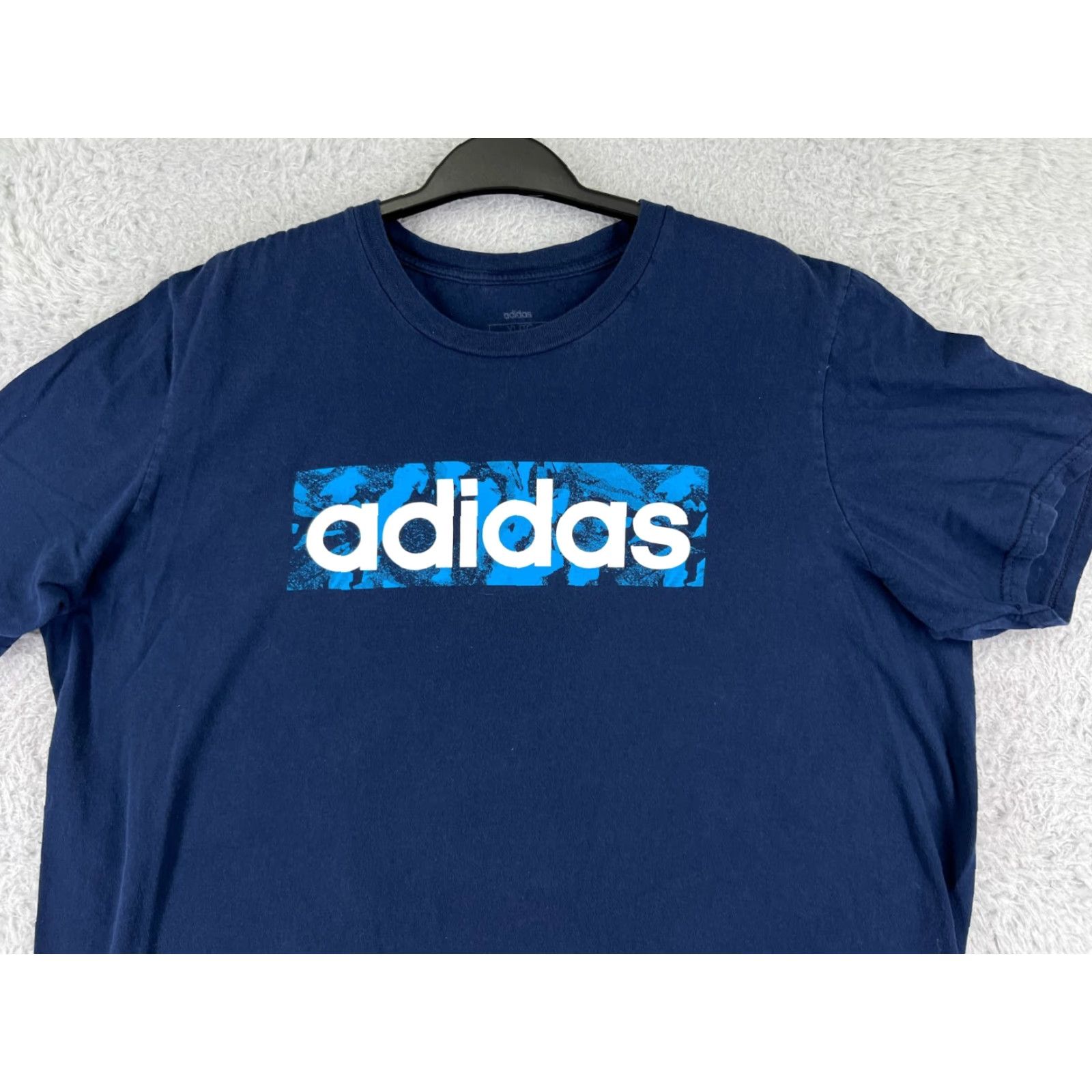 Adidas ADIDAS Shirt Men XL Blue Short Sleeve Crew Neck Logo Cotton Jersey Athletic Top - Sports Apparel, 3-4 Season Comfort Size US XL / EU 56 / 4 - 5 Thumbnail