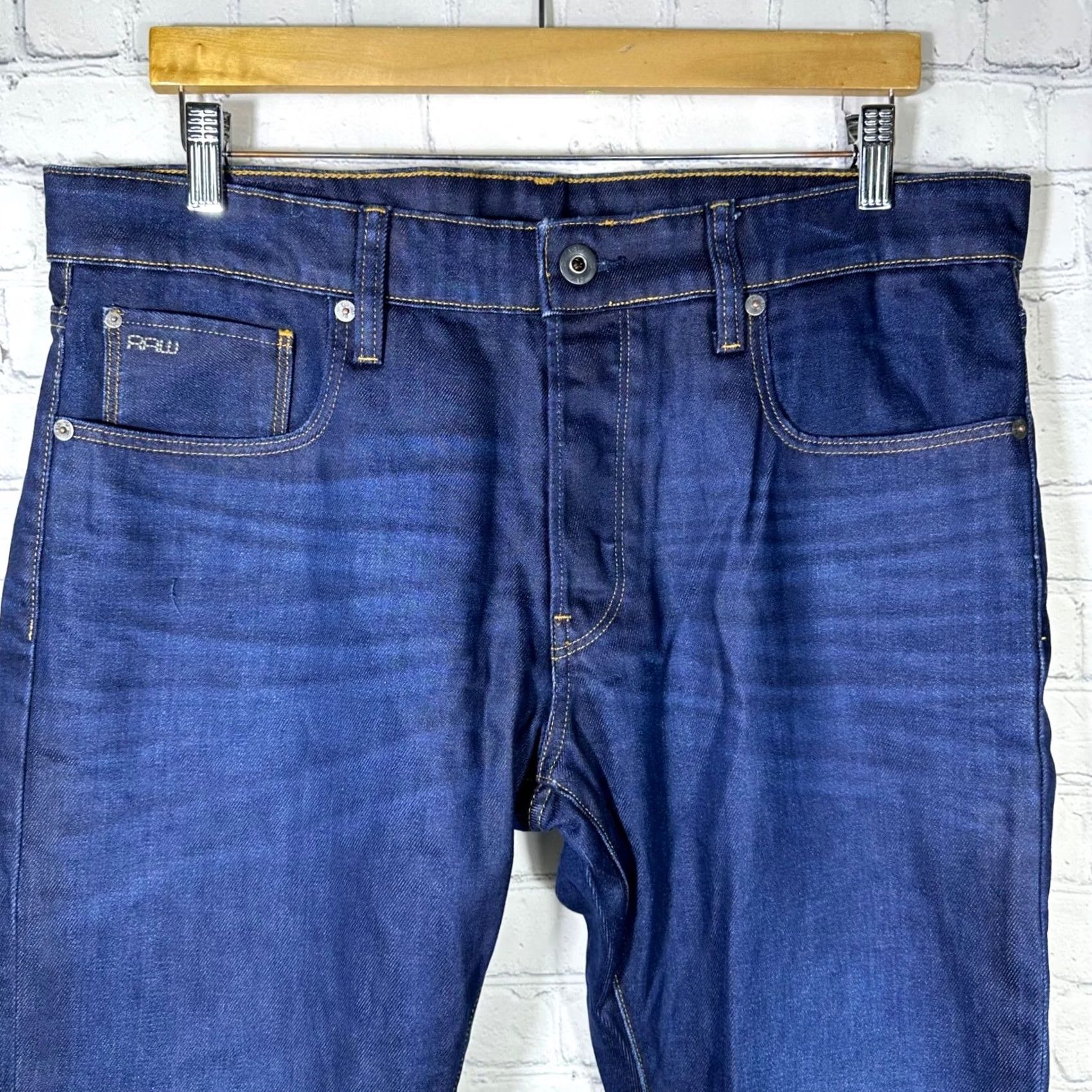 Vintage G-Star RAW Jeans Indigo Blue 3301 Straight Leg Button Fly Denim 36x32 Jeans Mens Regular Blue 90s Logo Size US 36 / EU 52 - 2 Thumbnail