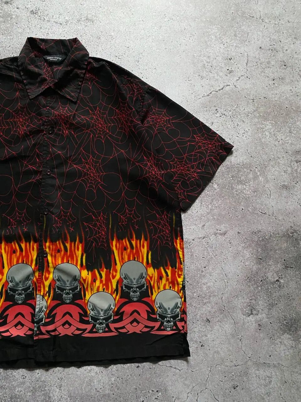JNCO × Japanese Brand CRAZY Y2K VINTAGE FLAME SKULL BUTTON UP SHIRT LIKE JNCO Size US L / EU 52-54 / 3 - 8 Thumbnail
