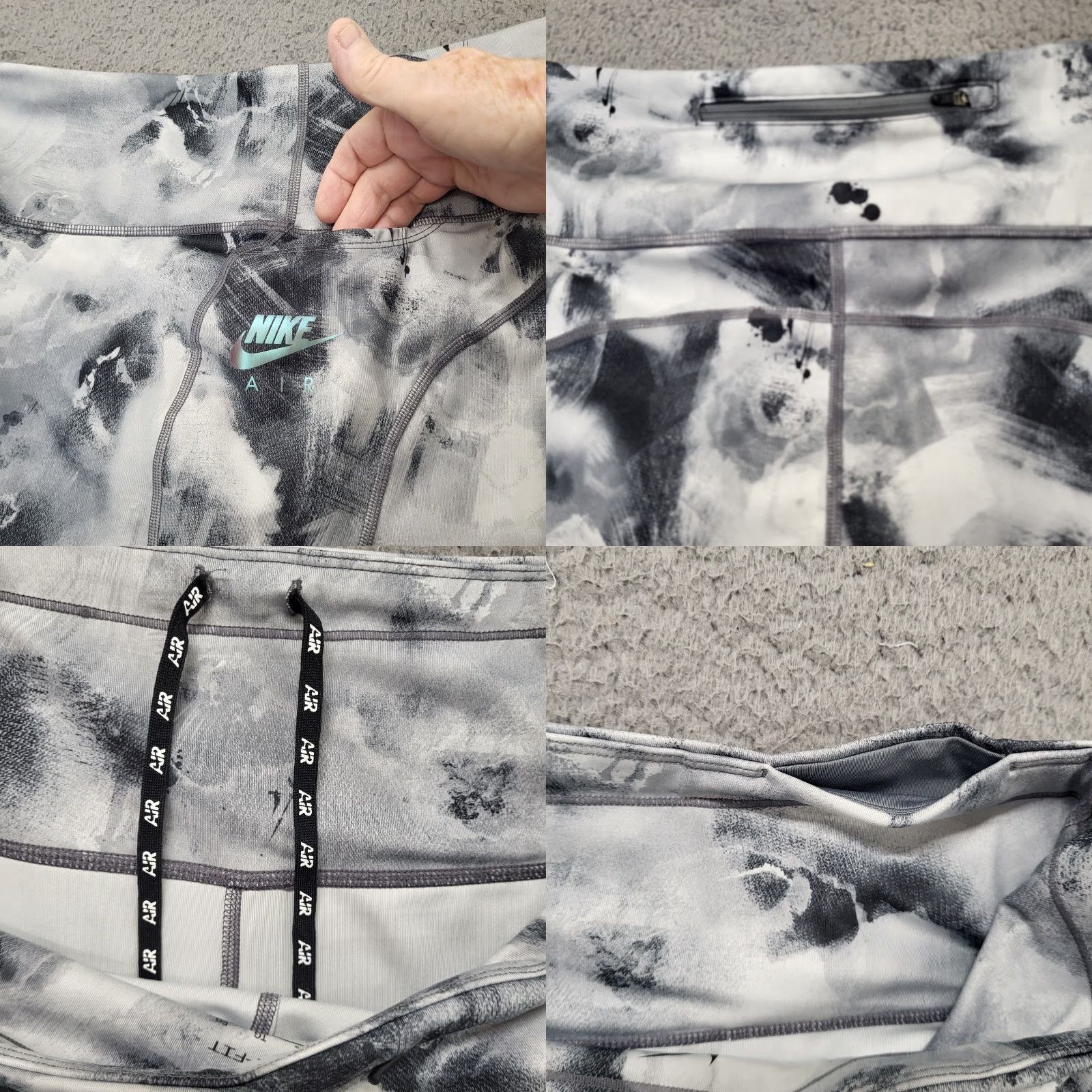Nike Nike Air Leggings Women XL Grey Marble Pattern Dri-Fit Gym Workout Athletic Compression Skinny Size 40" / US 18 - 9 Thumbnail