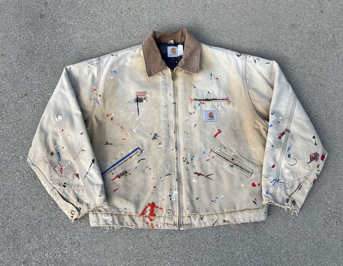 Carhartt Custom Vintage Carhartt Detroit Jacket Thrashed Distressed Size US XL / EU 56 / 4 - 1 Thumbnail