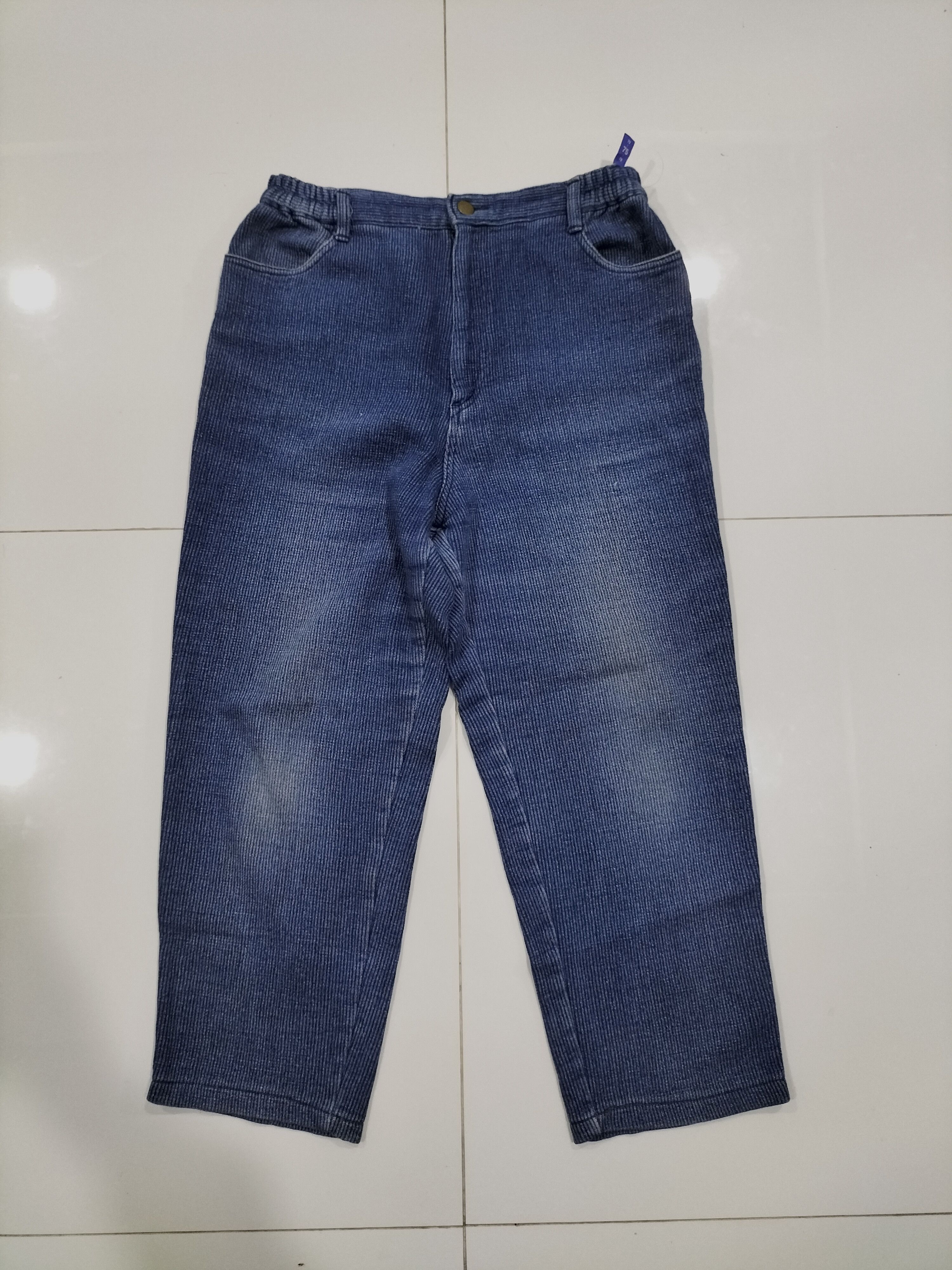 image of Cropped Relax Fit Japanese Jeans in Blue Denim, Women's (Size 32)
