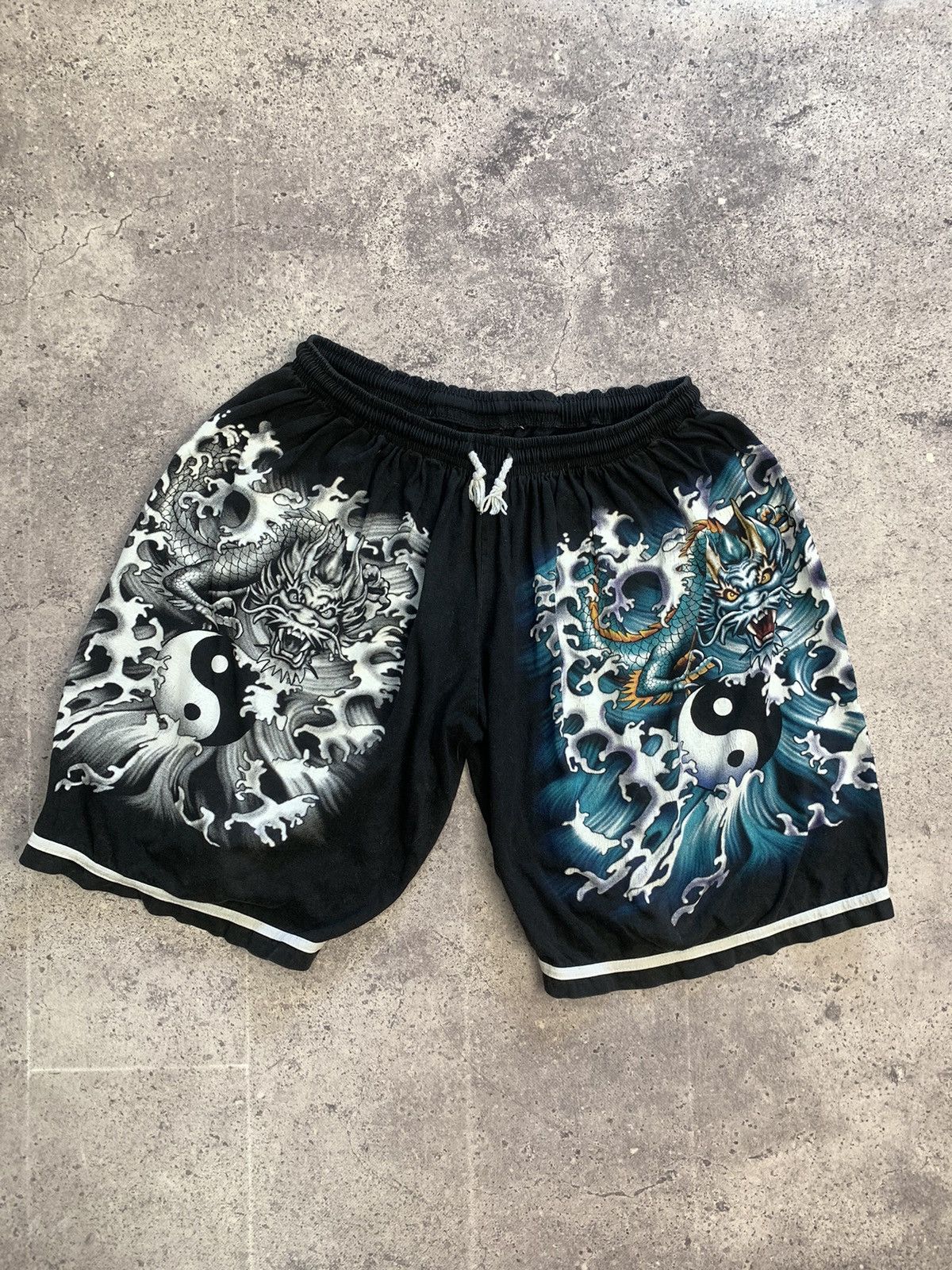 Pre-owned Band Tees Dragon Style  Cargo Shorts Y2k In Black