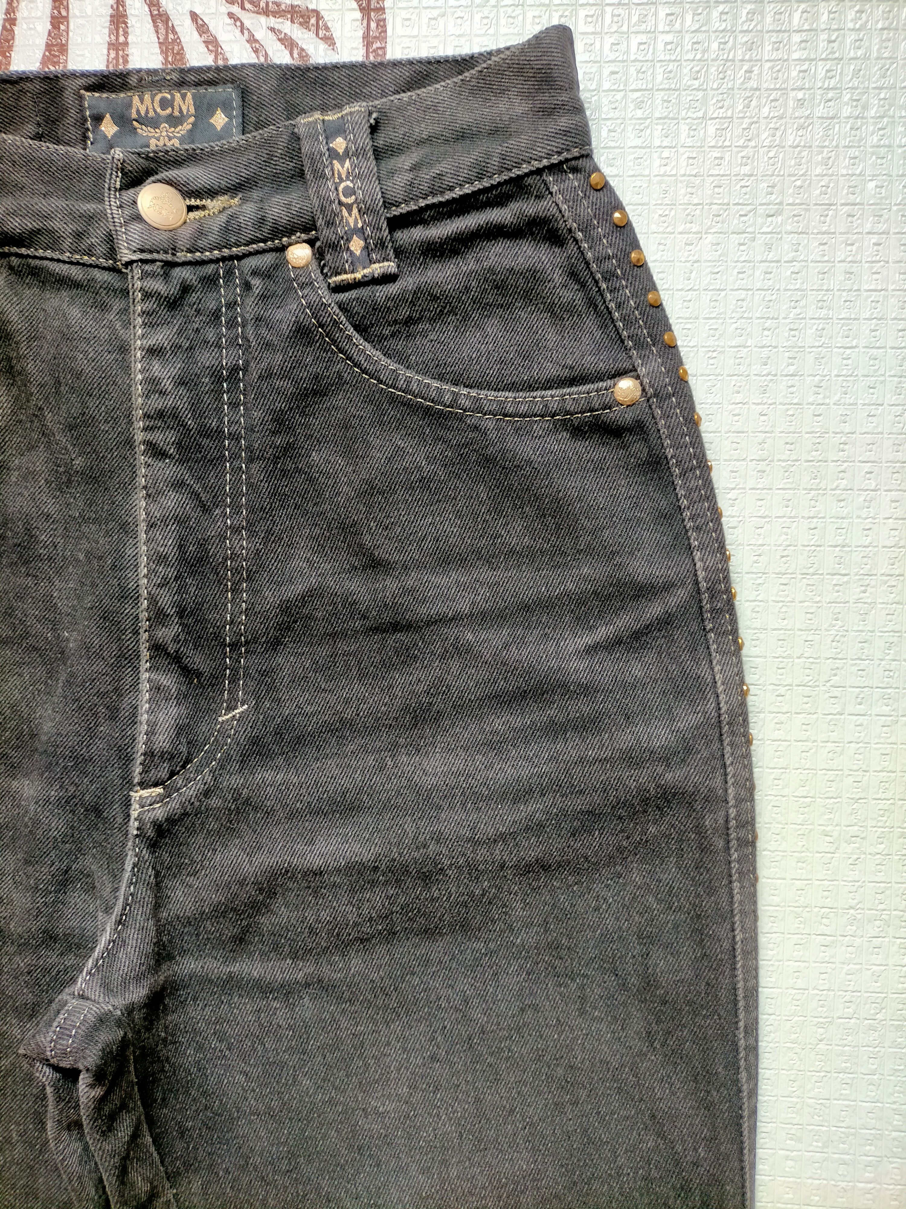 MCM 🔥Rare 90s MCM Studded Gold Side Tape Black Jeans Size US 26 / EU 42 - 9 Thumbnail