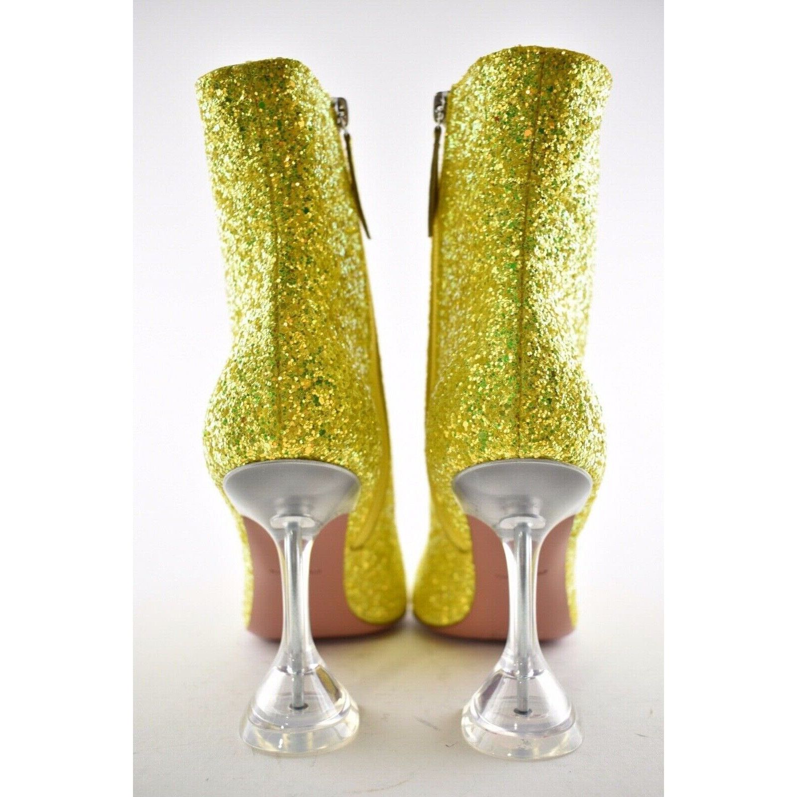 Amina Muaddi Amina Muaddi Giorgia Glitter Lemon Yellow PVC Begum Heel Size US 7 / IT 37 - 4 Thumbnail