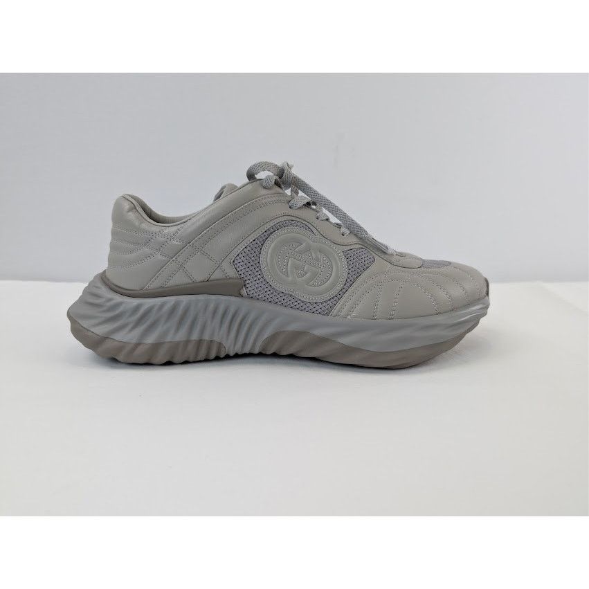Gucci o1rshd1 Leather Ripple Low Top Sneaker in Grey Size US 12.5 / EU 45-46 - 2 Thumbnail