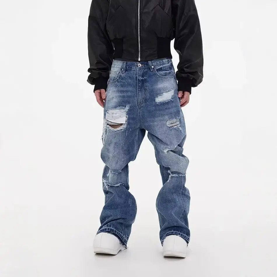 Japanese Brand Retro loose fringe slightly flared jeans Size US 32 / EU 48 - 6 Thumbnail