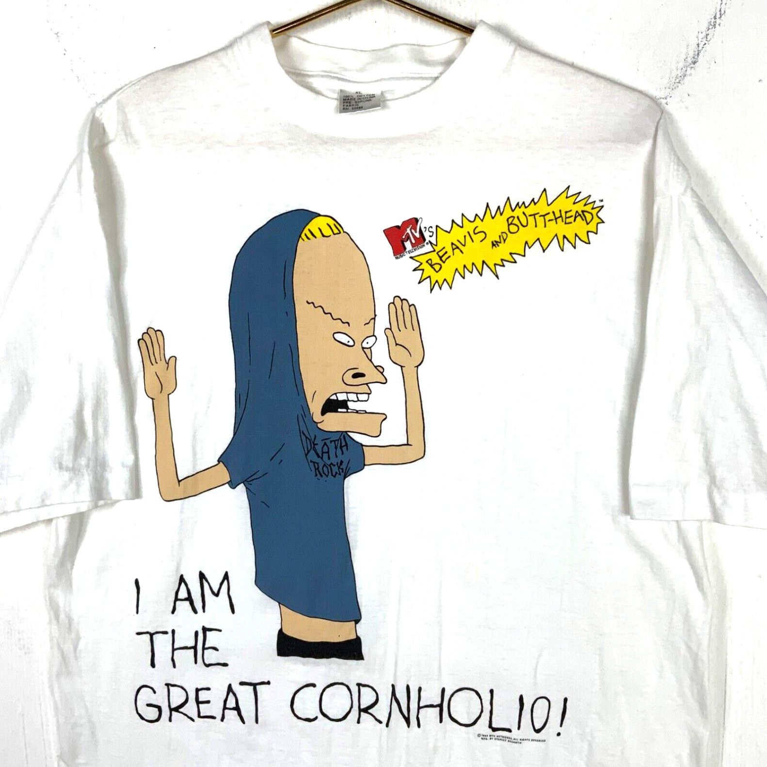 image of Vintage Beavis And Butt-Head T-Shirt XL The Great Cornholio Mtv 1995 90's in White, Men's