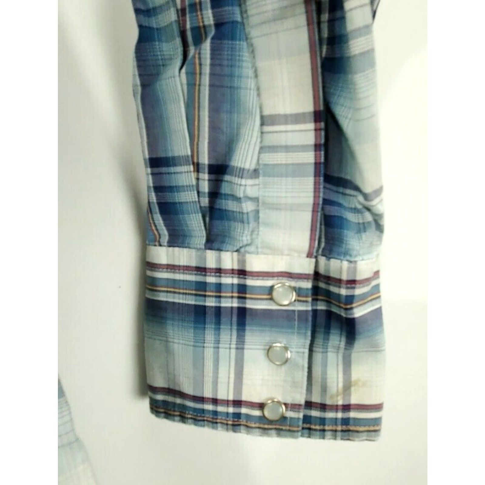 Wrangler VINTAGE WRANGLER WACH30034 Mens Size L Blue Plaid Pearl Snap Western Long Sleeve Shirt Size US L / EU 52-54 / 3 - 4 Thumbnail
