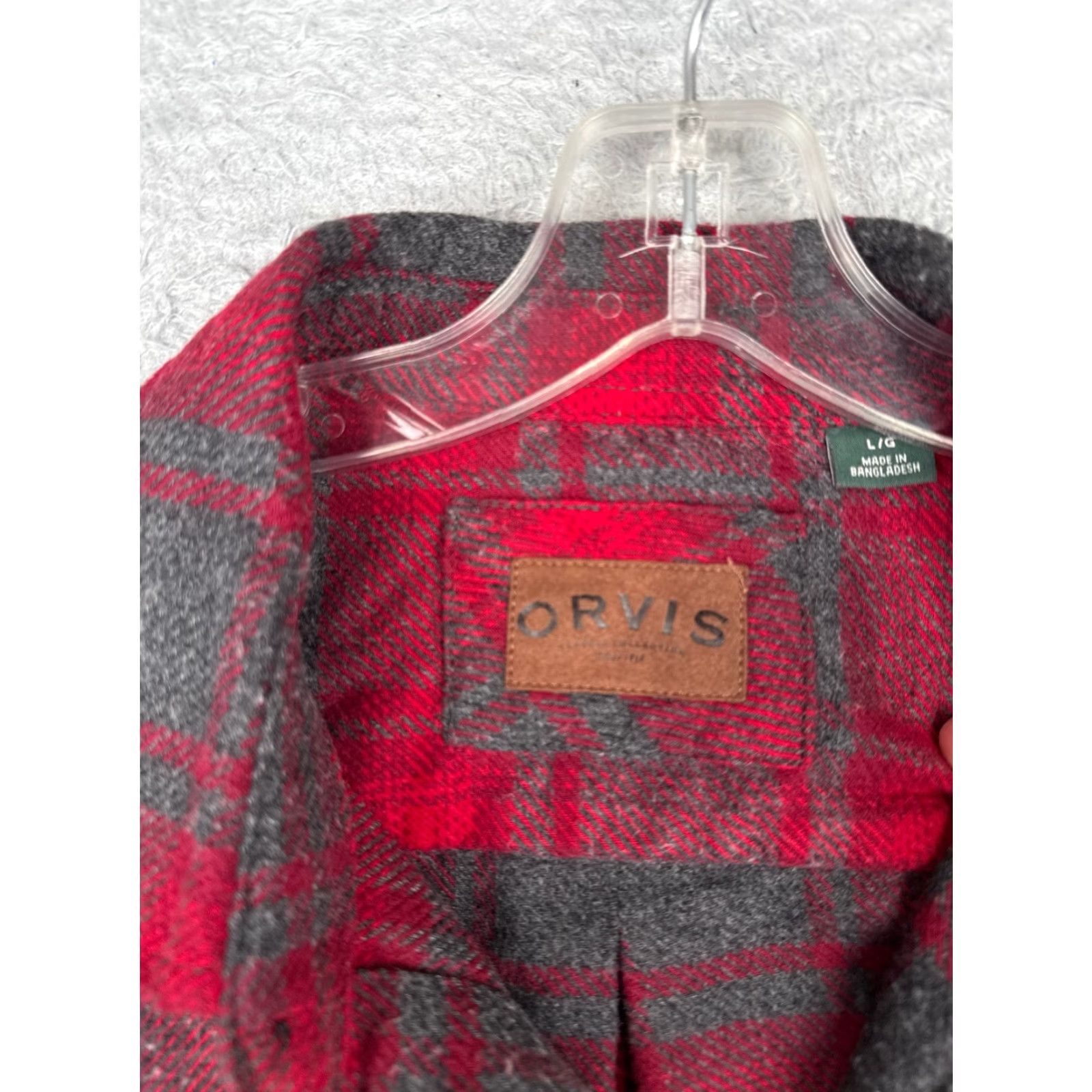 Orvis VINTAGE ORVIS Shirt Men Large Red Gray Plaid Flannel Button Up Cotton Pocket Camp READ Size US L / EU 52-54 / 3 - 7 Thumbnail