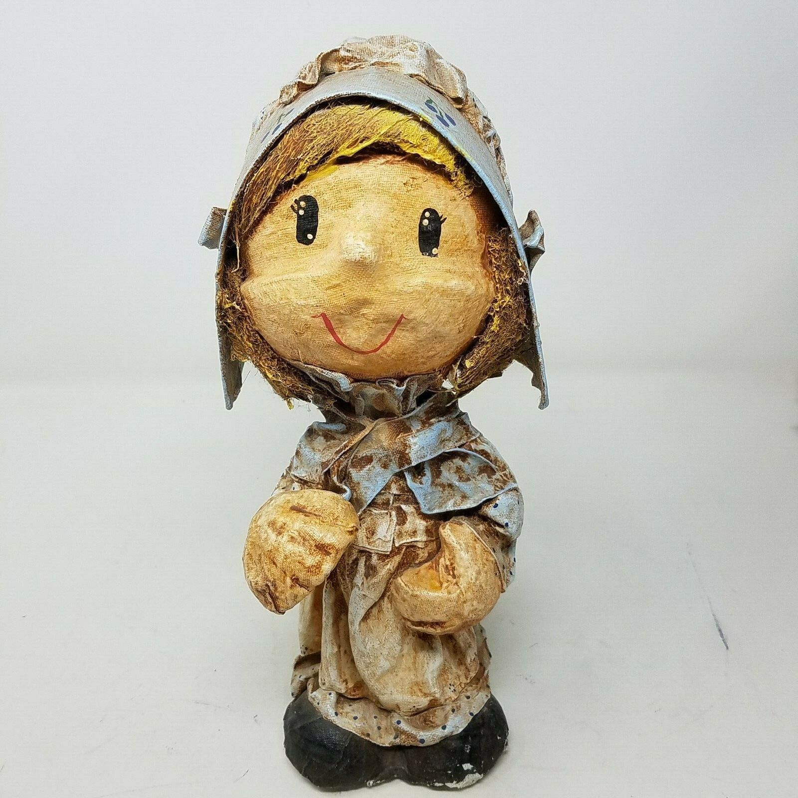 Vintage 4 Prairie Dolls Fabric Papier Mache Statues Colonial 70s Size ONE SIZE - 4 Thumbnail