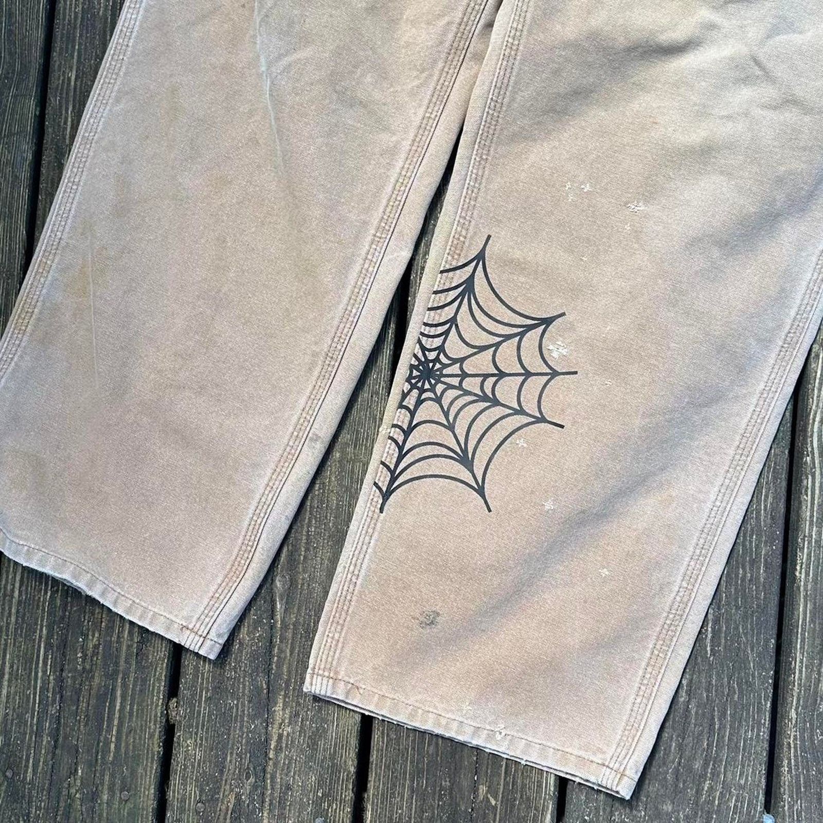 Carhartt Carhartt dungaree distressed pants with spider web details Size US 38 / EU 54 - 6 Thumbnail