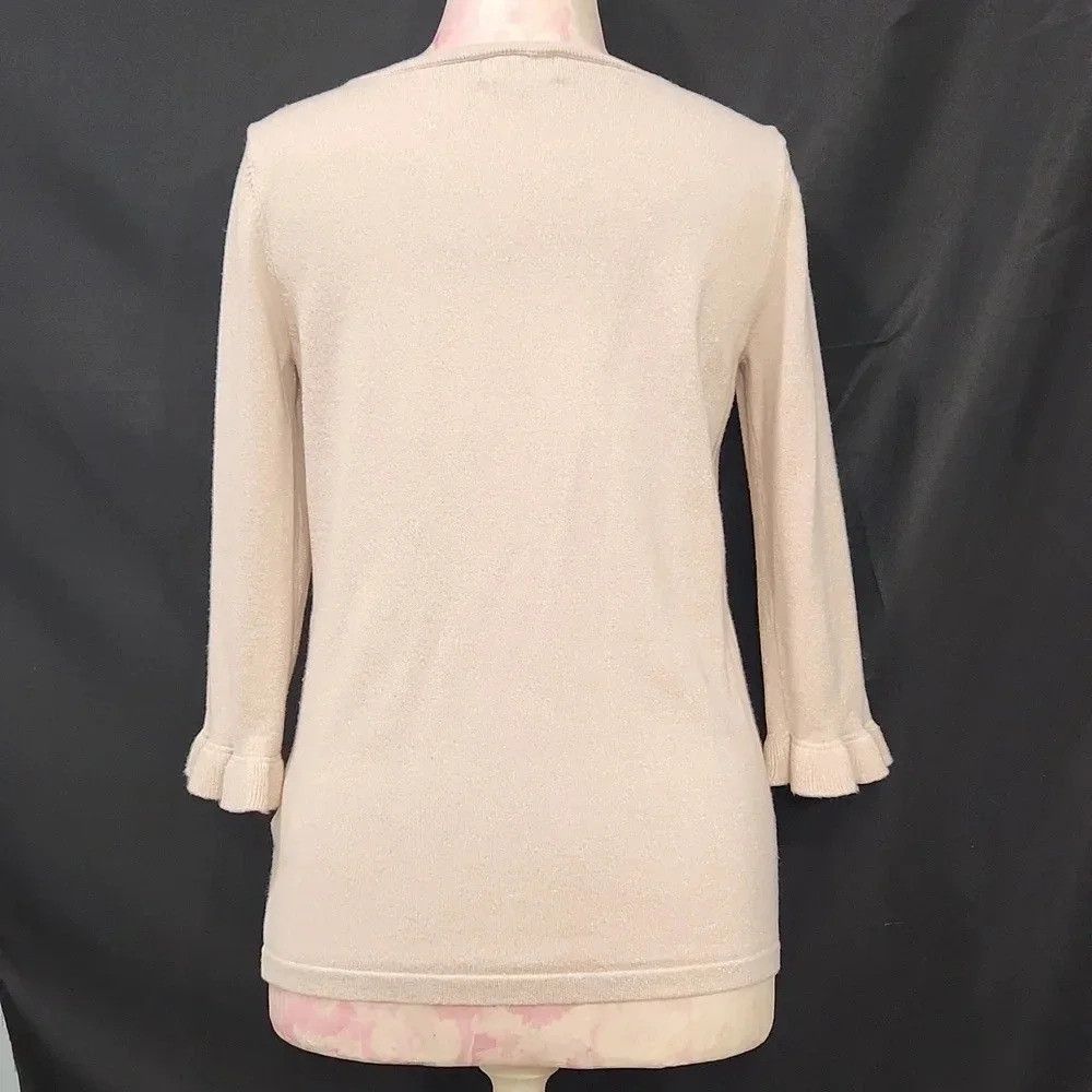 Karl Lagerfeld Karl Lagerfeld Ruffle Sleeve Metallic Sweater Size S / US 4 / IT 40 - 2 Thumbnail