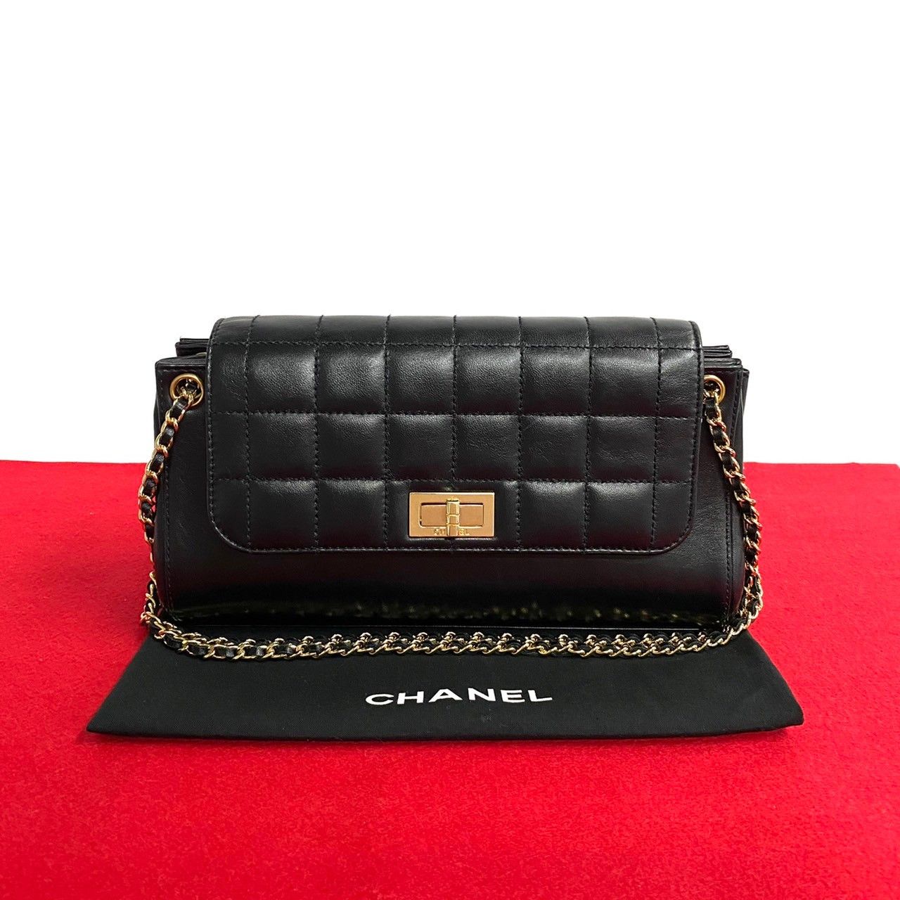 image of Chanel Chocolate Bar Mademoiselle Accordion Bag in Black, Women's