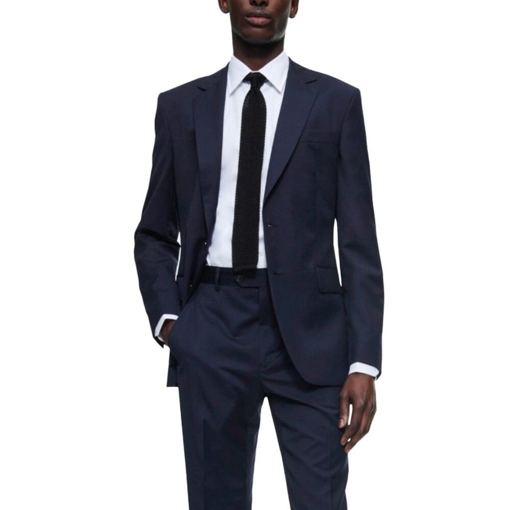 De Fursac DE FURSAC Virgin Serge Carbon Blue Suit Blazer Jacket 46 S/M Size 46R - 2 Thumbnail
