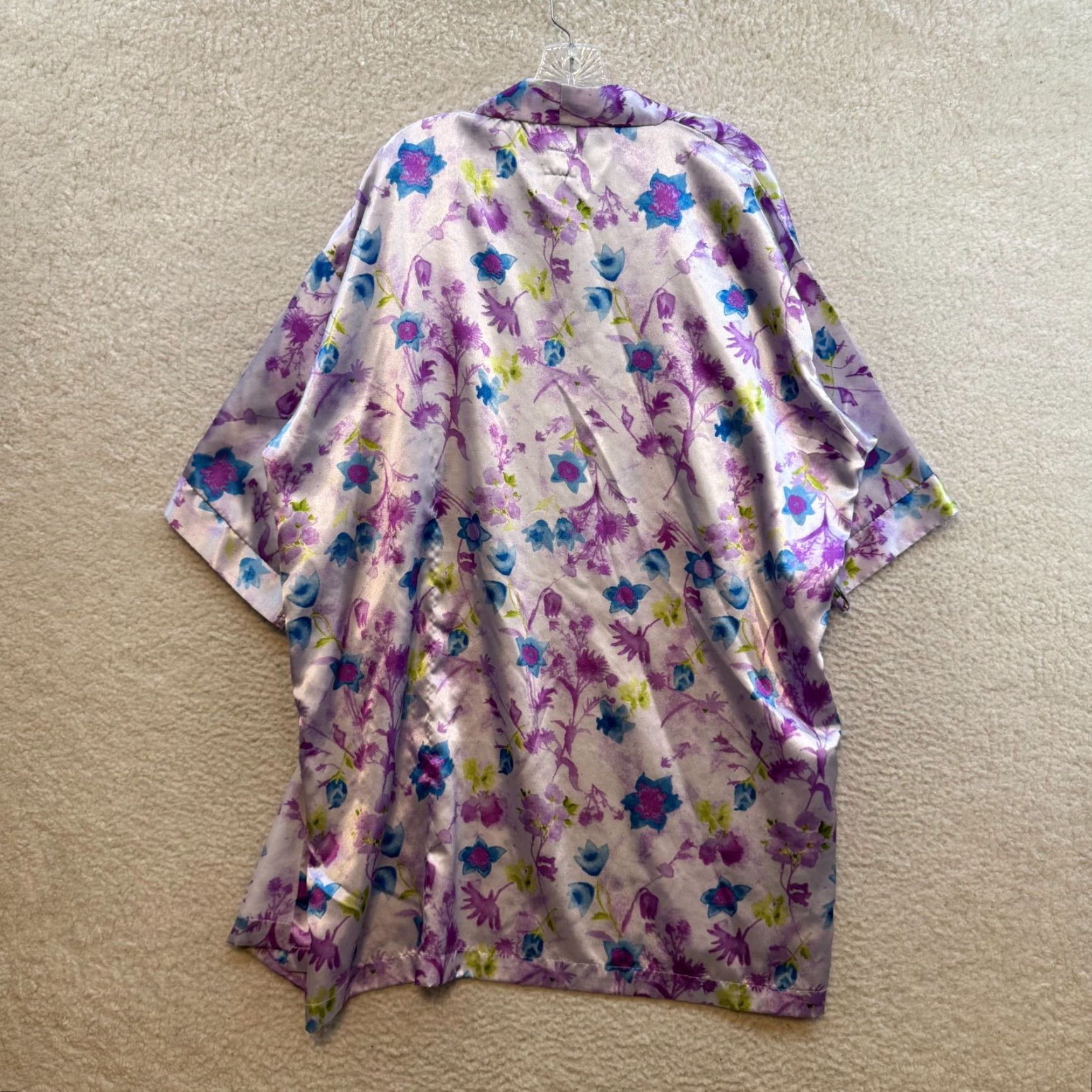 Vintage VINTAGE Slip Dress Kimono Robe Set Large Purple Floral Satin Lingerie Chemise Size L / US 10 / IT 46 - 5 Thumbnail