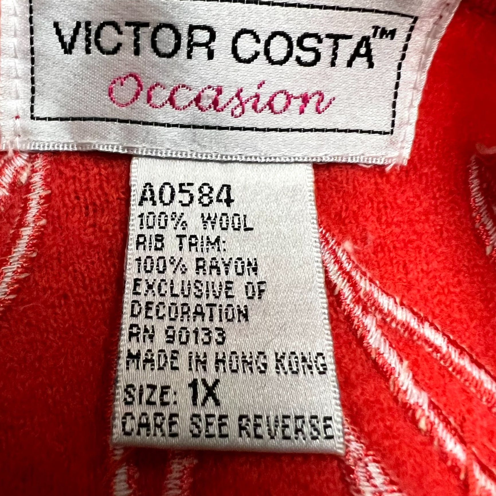 Vintage VINTAGE Victor Costa Cardigan Sweater Womens 1X Orange 100% Wool Embellished Embroidered Womens Cardigan 90s Style Size XL / US 12-14 / IT 48-50 - 7 Thumbnail