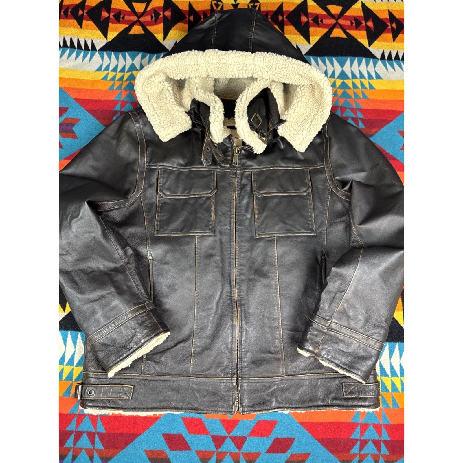 Vintage VINTAGE Wilsons Leather Aviator Bomber Jacket Men's L Brown Sherpa Lined Flight Pilot Style Bomber Jacket Mens Brown L Size US L / EU 52-54 / 3 - 2 Thumbnail