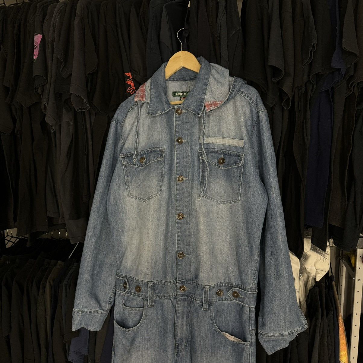 Other Time Is Money Rap Y2K Long Sleeve Denim Jumpsuit Size US 34 / EU 50 - 4 Thumbnail