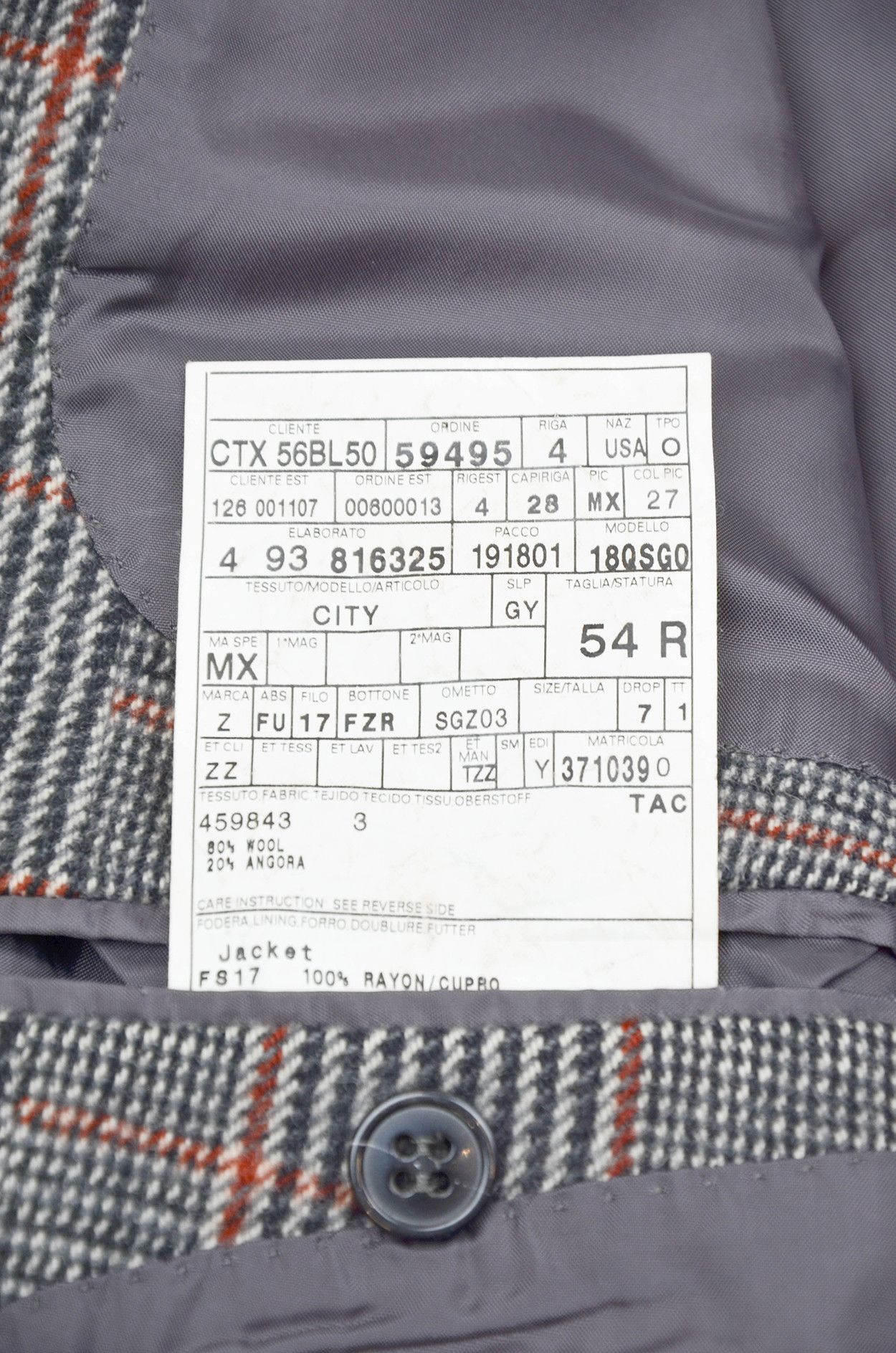 Ermenegildo Zegna Ermenegildo Zegna Wool Angora Check Blazer Grey - Size 54R Size 44R - 11 Thumbnail