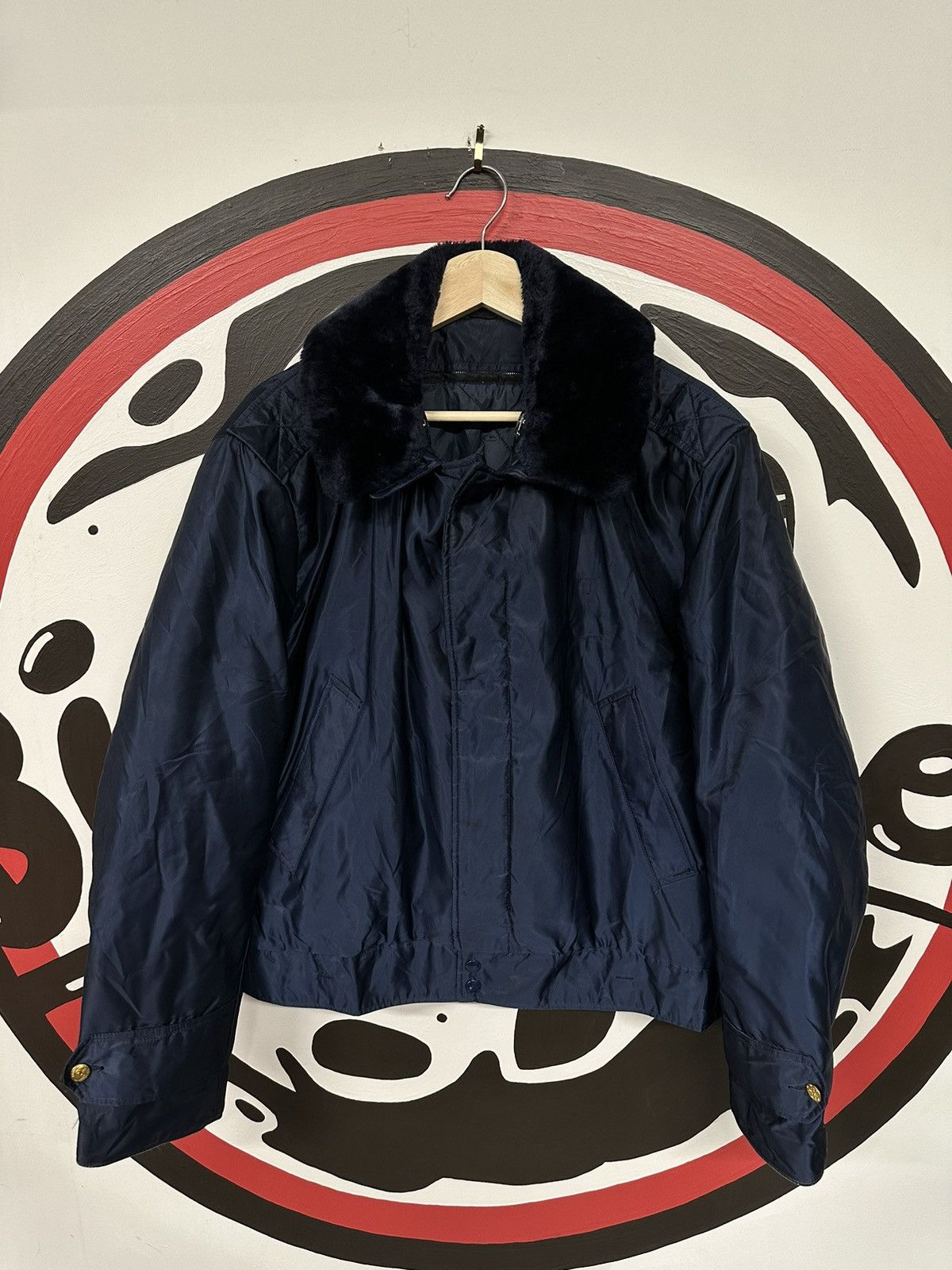 Vintage Vintage 70s Eureka Blue Fur Military Bomber Jacket Size US M / EU 48-50 / 2 - 1 Thumbnail