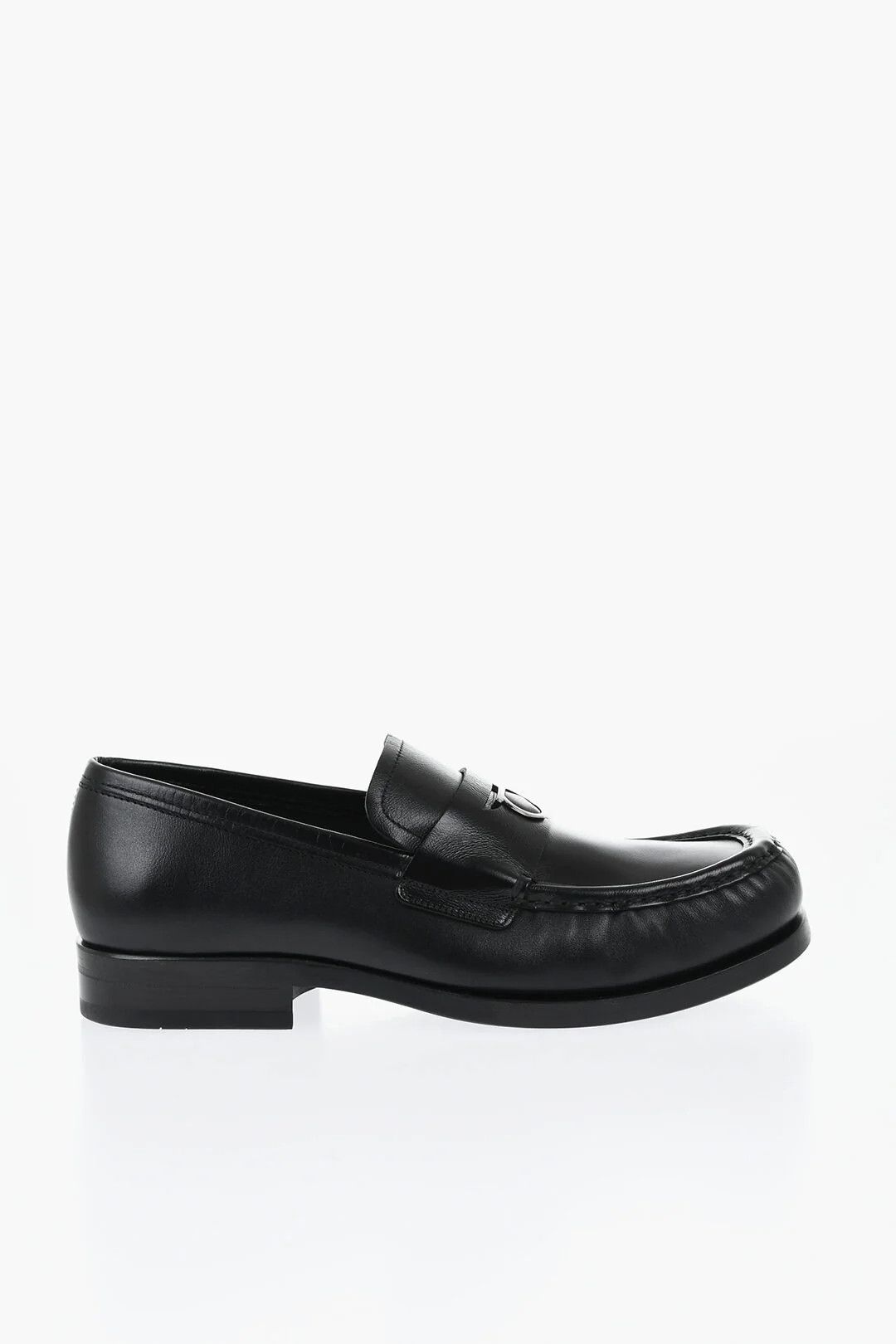 Salvatore Ferragamo og1mm0426 Brushed Leather Penny Loafers in Black Size US 8 / EU 41 - 1 Thumbnail