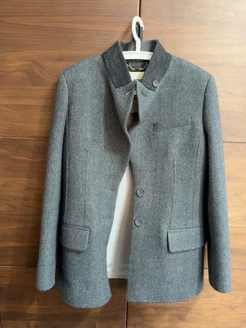 Fendi Fendi Woolen tweed coat, smoke gray, single-breasted stand Size S / US 4 / IT 40 - 1 Thumbnail