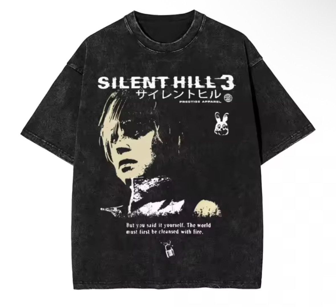 Japanese Brand High Street Silent Hill Game 3 Print Washed Black T-Shirt Size US XL / EU 56 / 4 - 1 Thumbnail