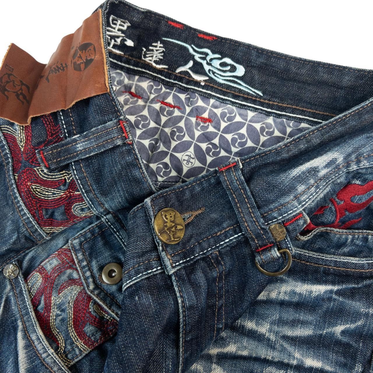 Other Vintage Tiger Flame Embroidered Japanese Denim Jeans W31 Size US 31 - 6 Thumbnail