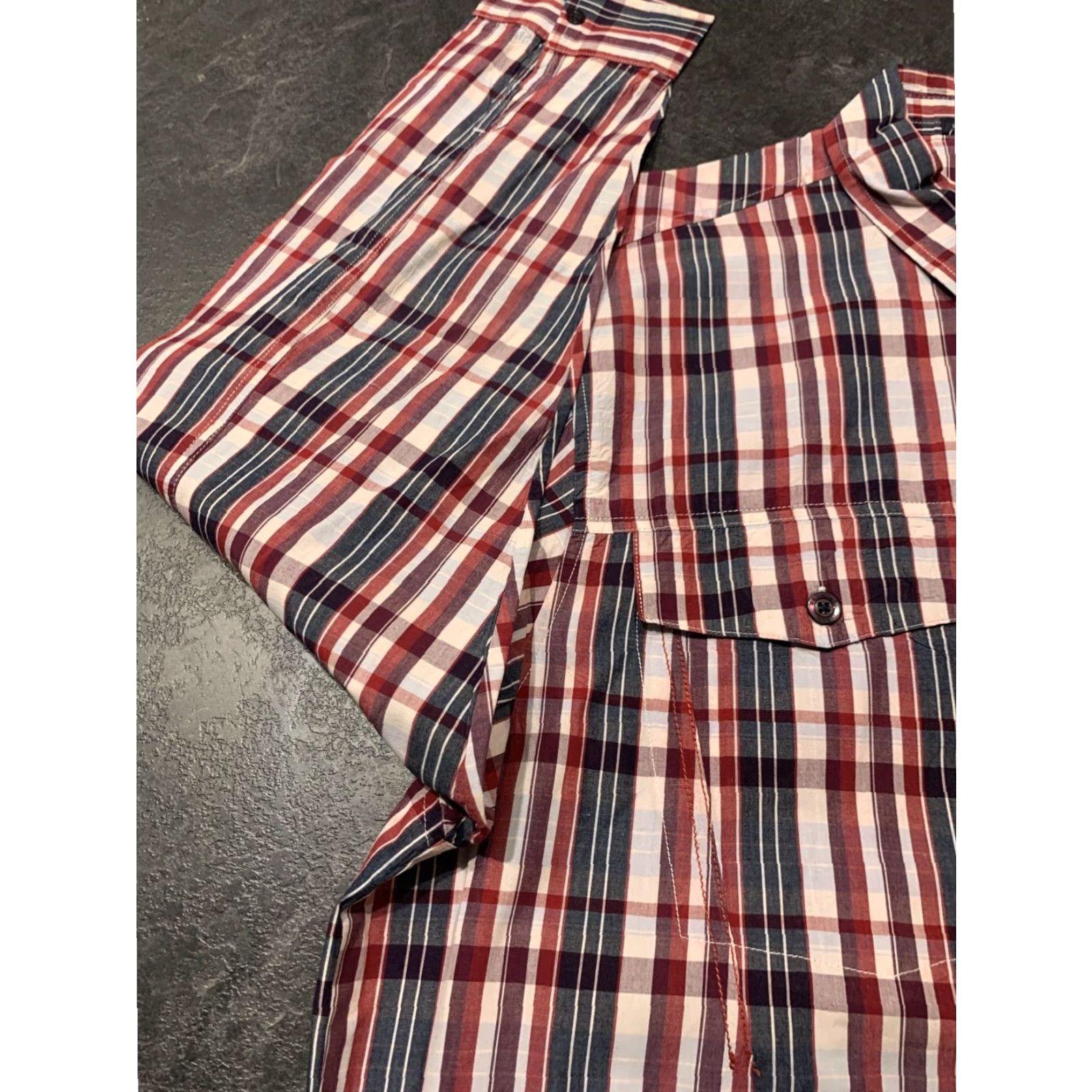 Vintage Girbaud Men's XL Long Sleeve Plaid Button-Up Shirt Red Blue Cotton Size US XL / EU 56 / 4 - 7 Thumbnail
