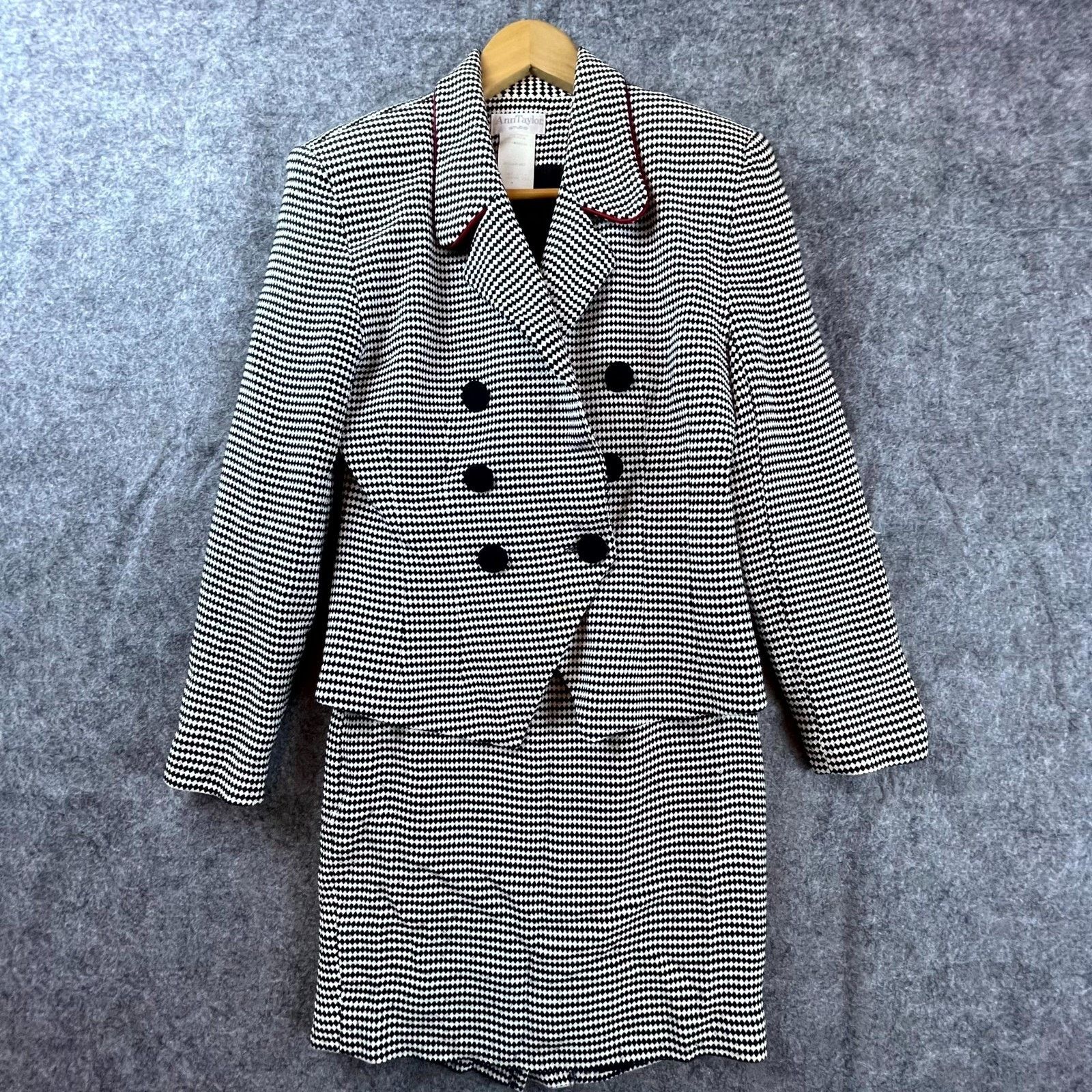 Ann Taylor Vtg Ann Taylor Skirt Suit Women Jacket 2 Skirt 0 Black White Size XS / US 0-2 / IT 36-38 - 1 Thumbnail