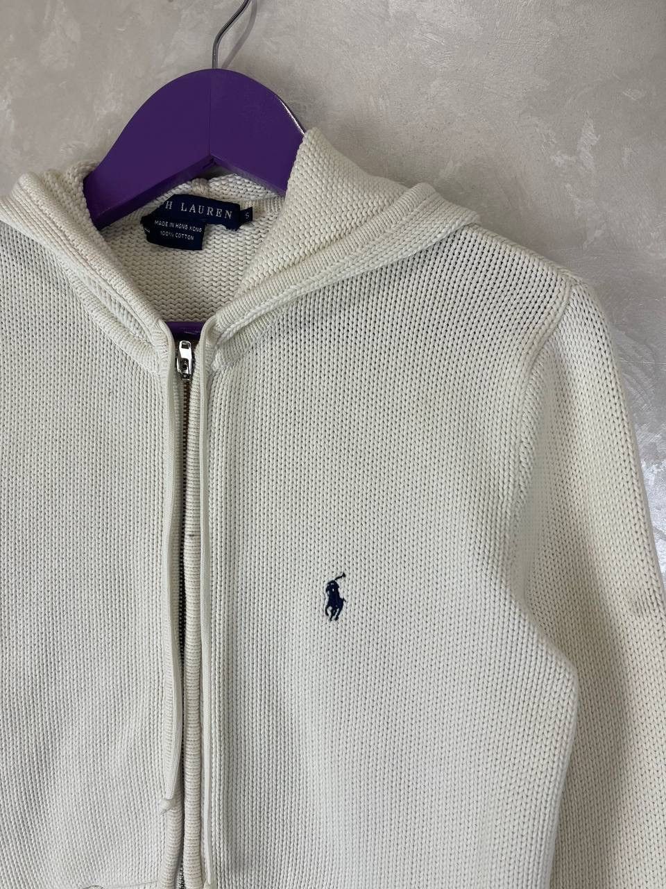 Ralph Lauren Ralph Lauren Cotton Knit Zip Hoodie Cream S Size S / US 4 / IT 40 - 2 Thumbnail