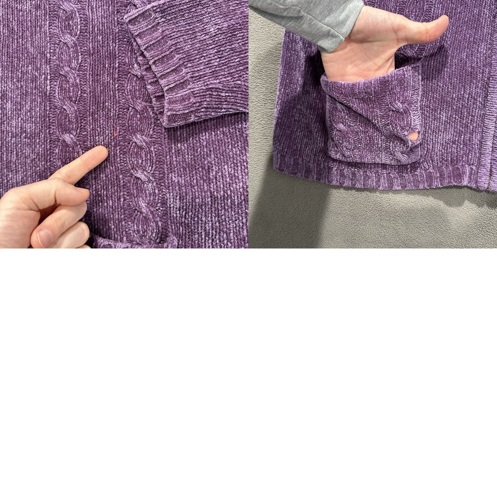 Vintage VINTAGE Bobbie Brooks Sweater Womens Medium Purple Cable Knit Full Zip 90s READ Size XL / US 12-14 / IT 48-50 - 8 Thumbnail