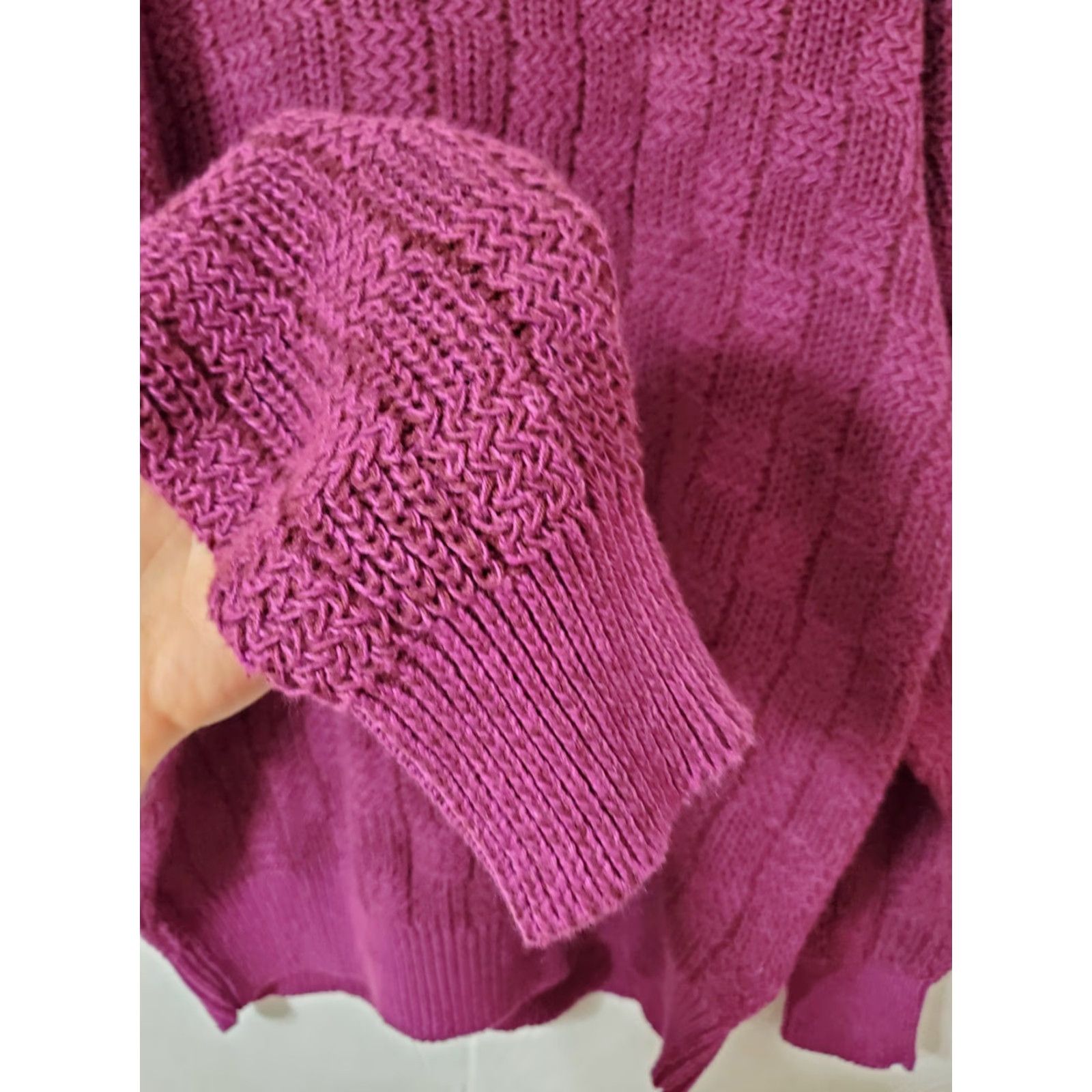 Vintage VINTAGE Weekends Sweater XL Purple Patchwork Crew Neck Knits, Cotton Blend, Ramie, Heavyweight, 80s Pullover, Women Size XL / US 12-14 / IT 48-50 - 5 Thumbnail