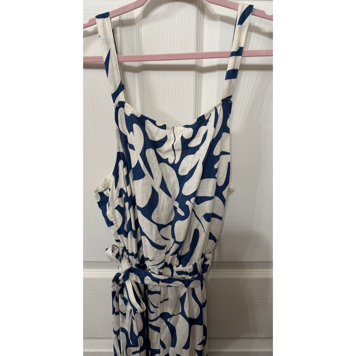 Sonoma NWOT Sonoma Blue&White Belted Linen Blend Pants Jumpsuit, XL Size 34" / US 12 / IT 48 - 2 Thumbnail