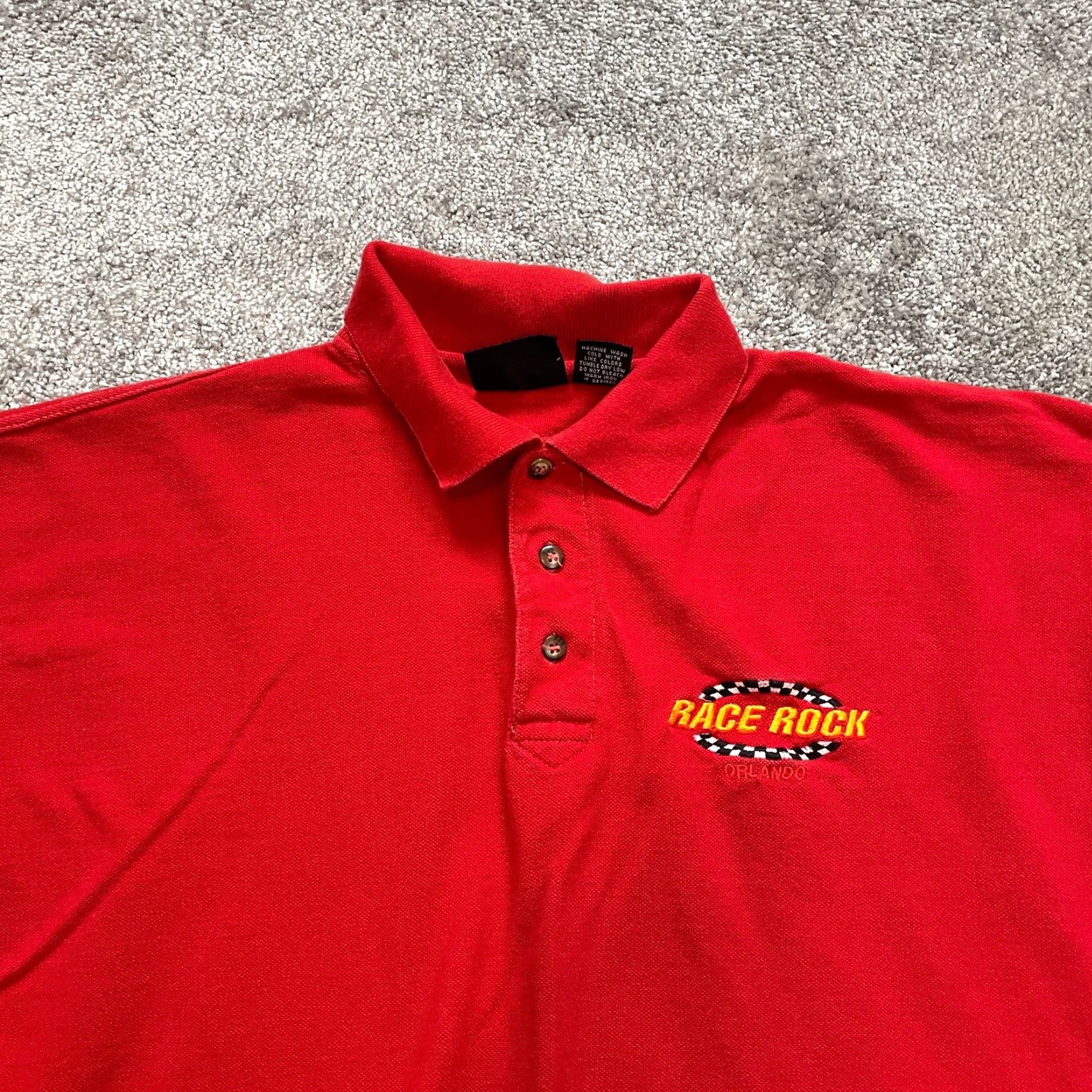 Vintage VINTAGE Race Rock Polo Shirt Mens Medium Red Collared Logo Cotton Rugby Shirt Polo Size US M / EU 48-50 / 2 - 2 Thumbnail