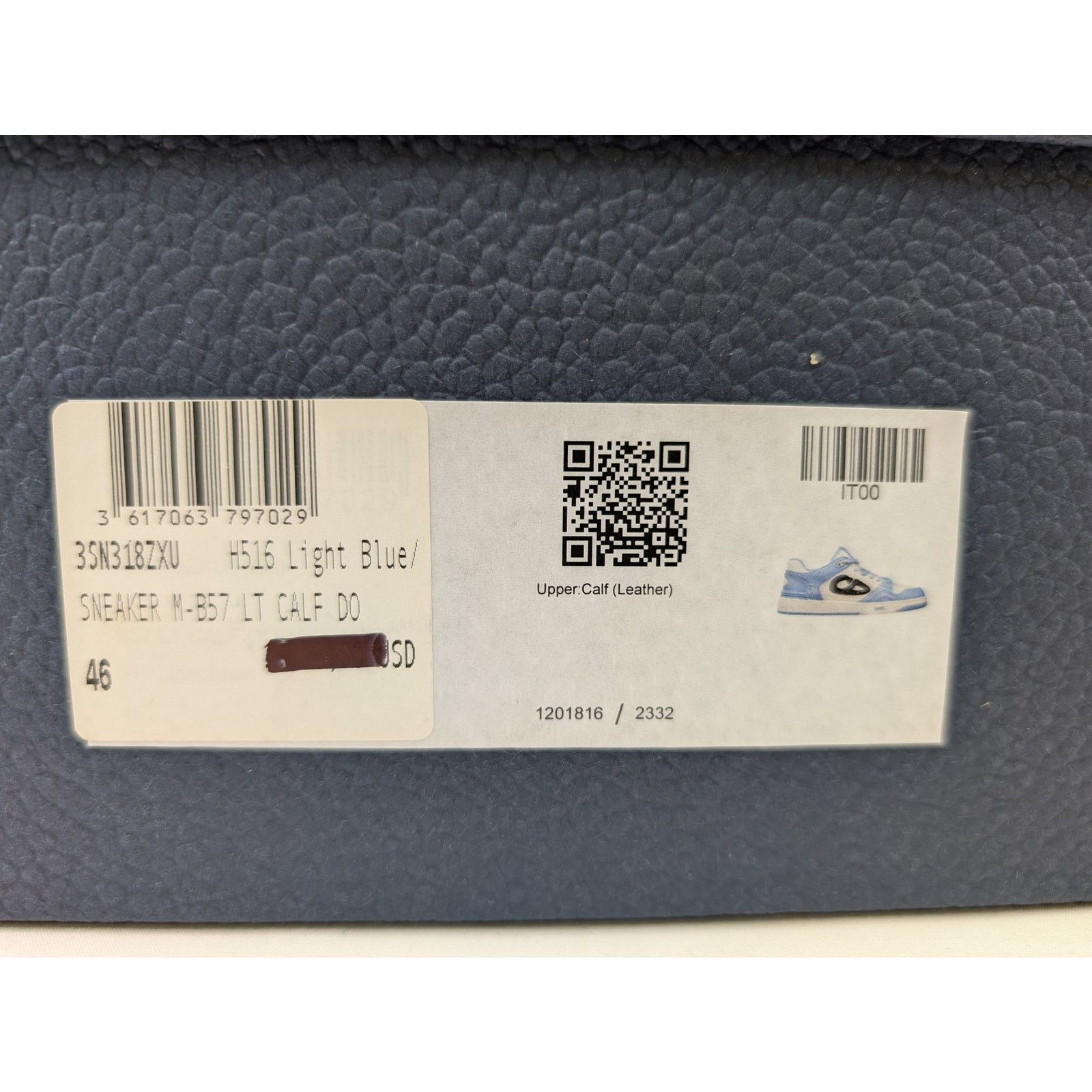 Dior o1rshd1 M-B57 LT Calf Sneakers in Light Blue Size US 13 / EU 46 - 22 Thumbnail