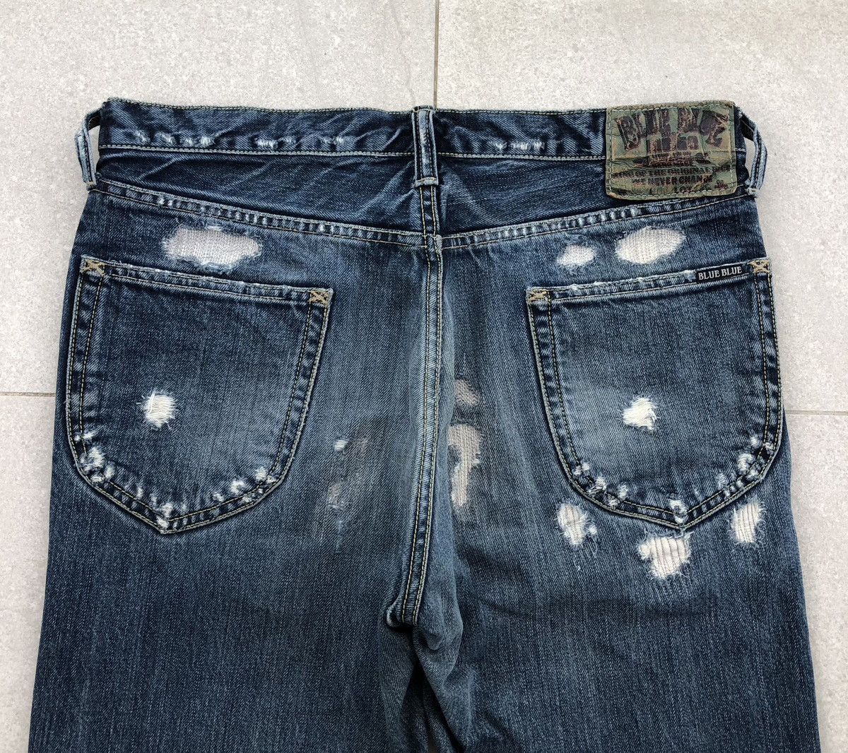 Blue Blue Japan Vintage blue blue japan denim Distressed Jeans Size US 33 - 8 Thumbnail