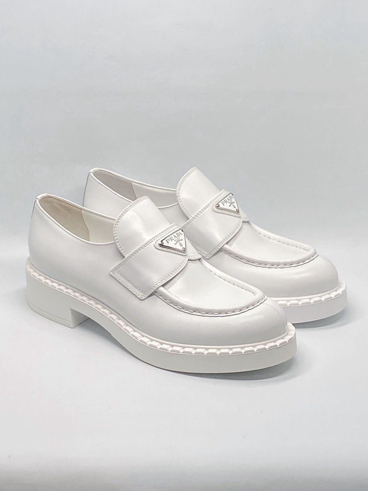 Prada Prada Spazzolato Logo Platform Leather Loafers size 40 Size US 10 / IT 40 - 6 Thumbnail