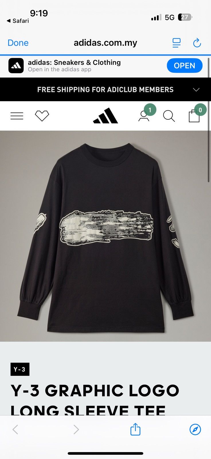 Yohji Yamamoto Y-3 YOHJI YAMAMOTO PUFF GRAPHIC PRINT LOGO LONG SLEEVE Size US S / EU 44-46 / 1 - 14 Thumbnail